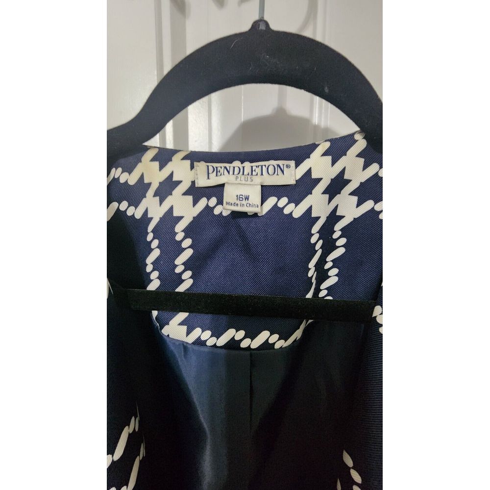 Pendleton Plus Abstract Print Blue Silk Open Fron… - image 3